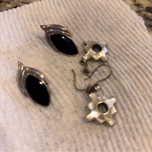 Elegant Black and Silver Earrings vintage very Bart old set 2
